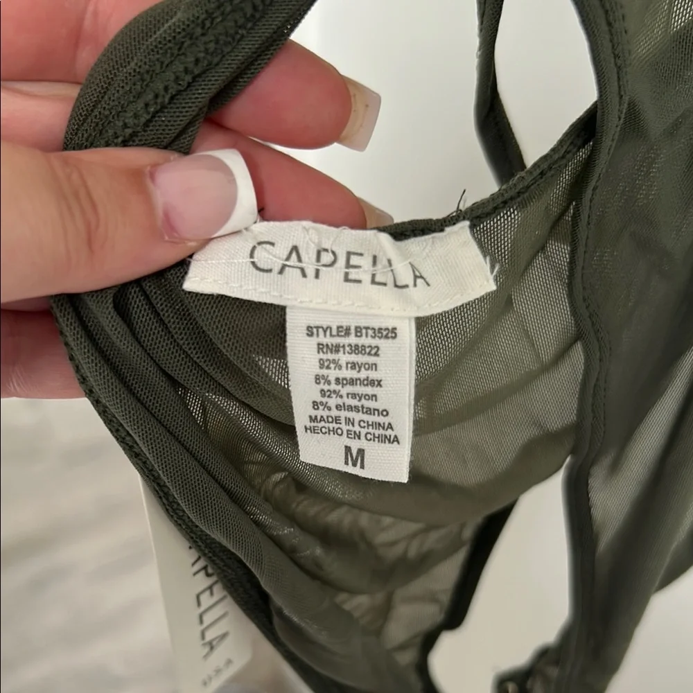 CAPELLA Olive green bodysuit sheer dark fairy romantic